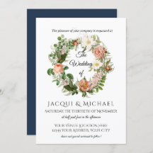 Hochzeit von Navy und Blush Ivory-Rose mit Fern-Wr