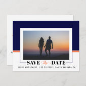 Hochzeit von Navy und Korallen Speichern Sie das D Postkarte (Vorne/Hinten)