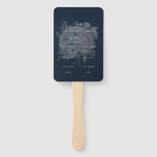 Hochzeit von Navy und Pink Peony Fächer (Rückseite)