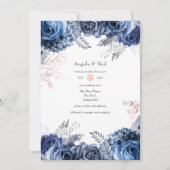 Hochzeit von Navy und Rosa mit Silberfolie Einladung (Vorderseite)