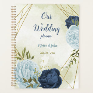 Hochzeit von Navy und staubblauen Blumen Planer