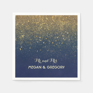Hochzeit von Navy und Vintag Gold Glitzer Serviette
