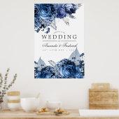 Hochzeit von Navy und Weiß mit Silberfolie Poster (Küche)