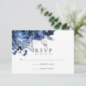 Hochzeit von Navy und Weiß mit Silberfolie RSVP Karte (Stehend Vorderseite)