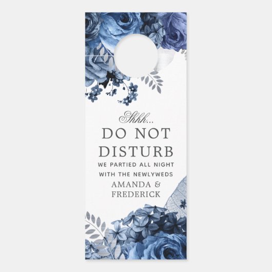 Hochzeit von Navy und Weiß mit Silberfolie Türanhänger (Vorderseite)