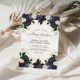 Hochzeit von Navy und White Floral Einladung
