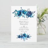 Hochzeit von Navy und White Floral QR Code UAWG Ga Einladung (Stehend Vorderseite)