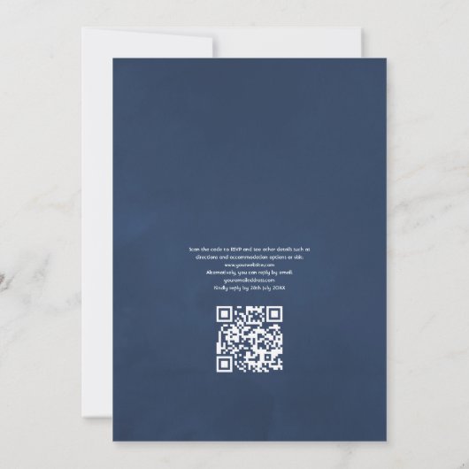 Hochzeit von Navy und White Floral QR Code UAWG Ga Einladung (Rückseite)
