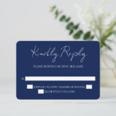 Hochzeit von Navy und White, moderne Minimalistisc RSVP Karte (Stehend Vorderseite)