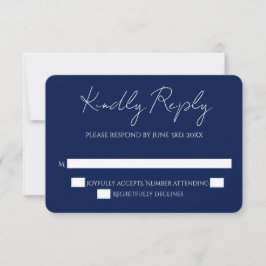 Hochzeit von Navy und White, moderne Minimalistisc RSVP Karte