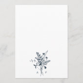 Hochzeit von Navy und White Wildblume Silhouette Menükarte (Rückseite)