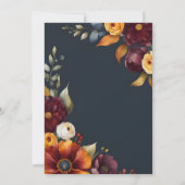 Hochzeit von Navy und Yellow Fall Wildblume Einladung (Rückseite)