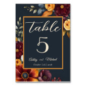 Hochzeit von Navy und Yellow Fall Wildblume Tischnummer (Vorderseite)