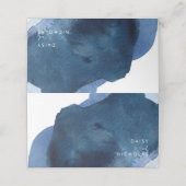 Hochzeit von Navy Watercolor Platzkarte (Außenseite Aufgefaltet)