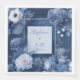 Hochzeit von Neapel mit blauen und weißen Blumen Serviette