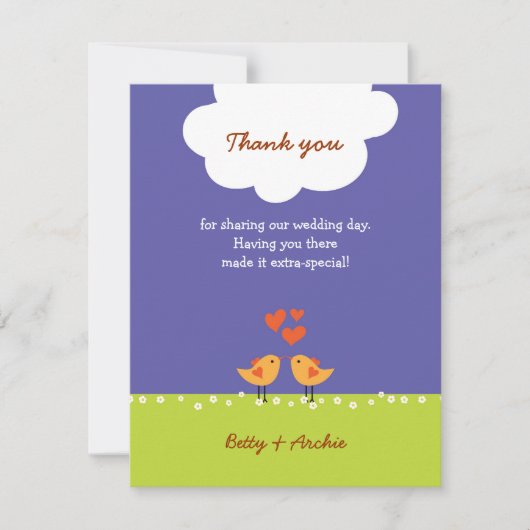 Hochzeit von niedlichen Cartoon Dankeskarte (Vorderseite)