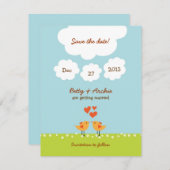 Hochzeit von niedlichen Cartoon Einladung (Vorne/Hinten)