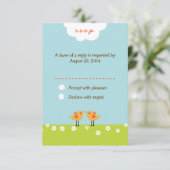 Hochzeit von niedlichen Cartoon RSVP Karte (Stehend Vorderseite)