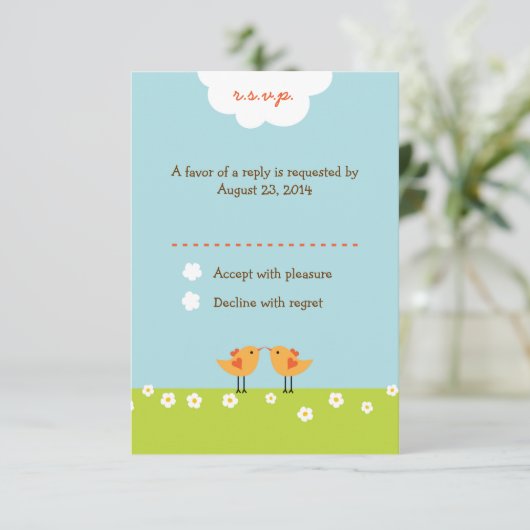 Hochzeit von niedlichen Cartoon RSVP Karte (Stehend Vorderseite)
