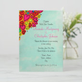 Hochzeit von niedlichen Doodle-Herzen und Blume Einladung (Stehend Vorderseite)