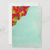 Hochzeit von niedlichen Doodle-Herzen und Blume Einladung (Rückseite)