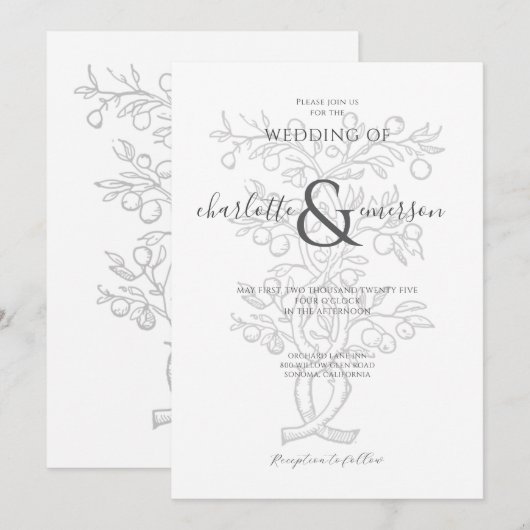 Hochzeit von Obstbaum Einladung (Vorne/Hinten)