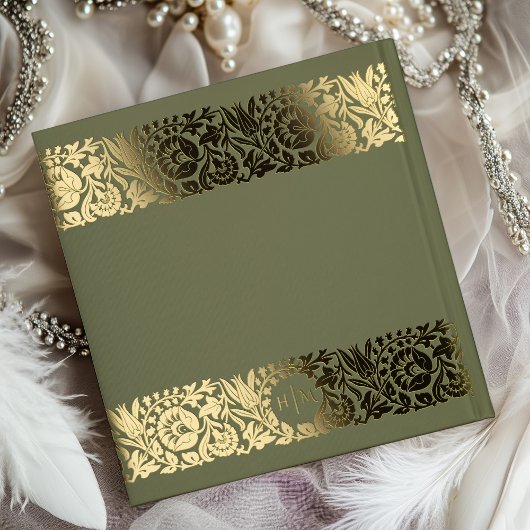 Hochzeit von Olive Green & Gold Floral Gästebuch