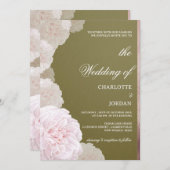 Hochzeit von Olivgrün und Rosa Einladung (Vorne/Hinten)