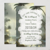 Hochzeit von Ozeanen und Palmen Einladung (Vorne/Hinten)