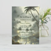 Hochzeit von Ozeanen und Palmen Einladung (Stehend Vorderseite)