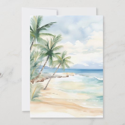 Hochzeit von Palmen am Strand Einladung (Rückseite)
