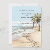 Hochzeit von Palmen Beach Ocean Einladung (Vorderseite)