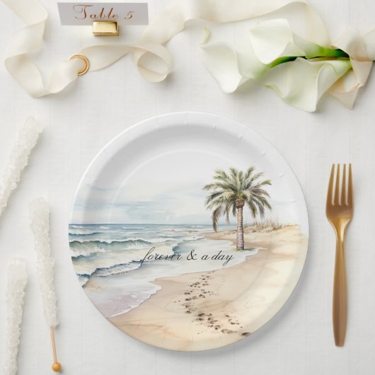 Hochzeit von Palmen Beach Ocean Pappteller (Hochzeit)