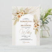 Hochzeit von Pampas Gras Einladung (Stehend Vorderseite)