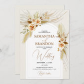 Hochzeit von Pampas Gras Einladung (Vorne/Hinten)