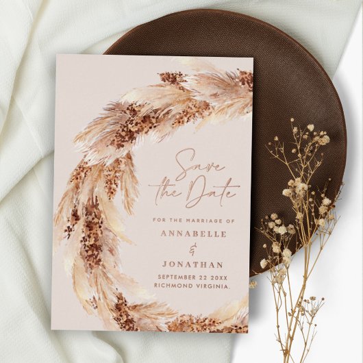 Hochzeit von Pampas-Gras in Böhmen Folieneinladung