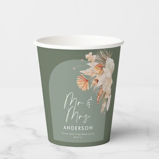 Hochzeit von Pampas-Gras in Böhmen Pappbecher (Vorderseite)