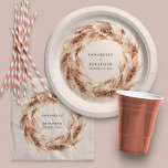 Hochzeit von Pampas-Gras in Böhmen Pappteller<br><div class="desc">Moderne böhmische natürliche Pampas Gras Hochzeit Tag Party Teller. Atemberaubender,  eleganter Drehtext und auf Trend botanisches Blattwerk. Auf Trend Rost Terracotta Backer Farbe.</div>