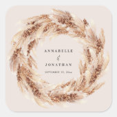 Hochzeit von Pampas-Gras in Böhmen Quadratischer Aufkleber (Vorderseite)