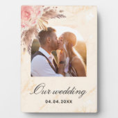 Hochzeit von Pampas-Gras-Rosa-Marmor Fotoplatte (Vorderseite)