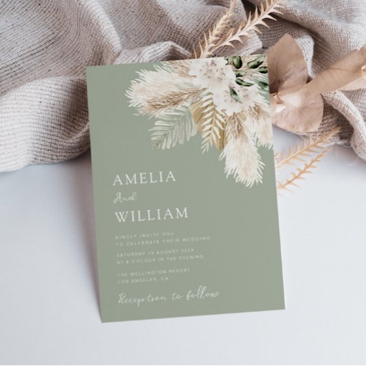 Hochzeit von Pampasgras Einladung