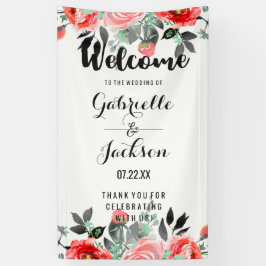 Hochzeit von Peach & Mint Floral Watercolor Banner