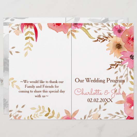 Hochzeit von Peach und Coral Floral Spring (Vorne/Hinten)