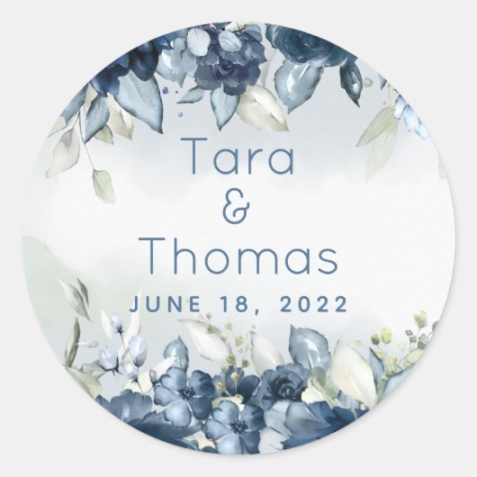 Hochzeit von Peonies Greeneries, Marinekaskaden-Ro Runder Aufkleber (Vorderseite)