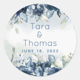 Hochzeit von Peonies Greeneries, Marinekaskaden-Ro Runder Aufkleber