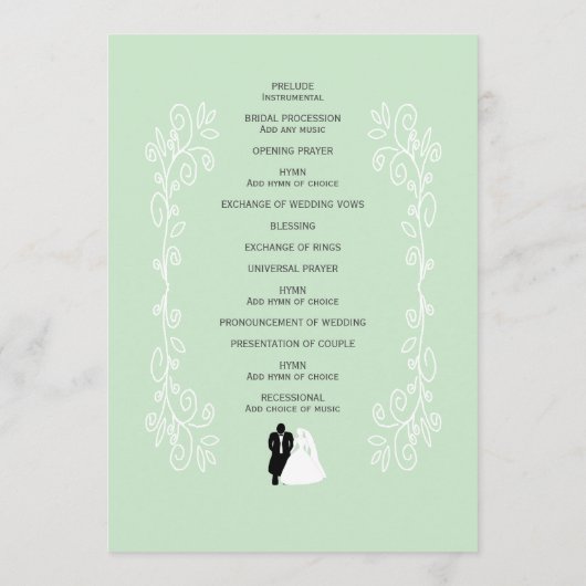 Hochzeit von Peppermint-Braut und Gräuelstuhl Programm (Rückseite)