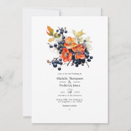 Hochzeit von Persimmon und Navy-Floral Einladung