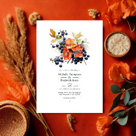 Hochzeit von Persimmon und Navy-Floral Einladung