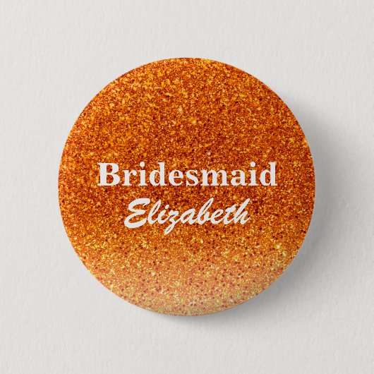 Hochzeit von personalisiert Red Glitzer Bridesmaid Button (Vorderseite)