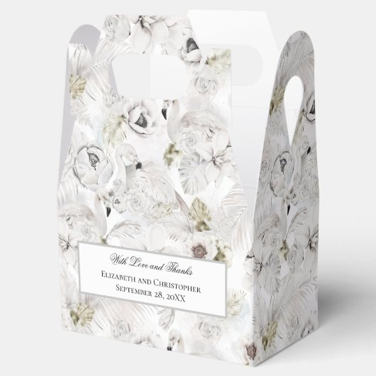 Hochzeit von personalisierten Weißblütenschwänen Geschenkschachtel (Geöffnet)